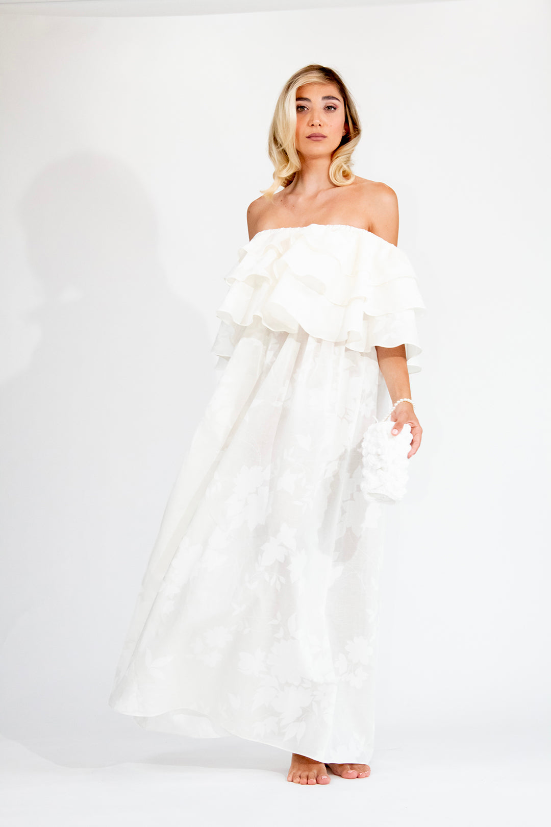 Abito rouches bianco